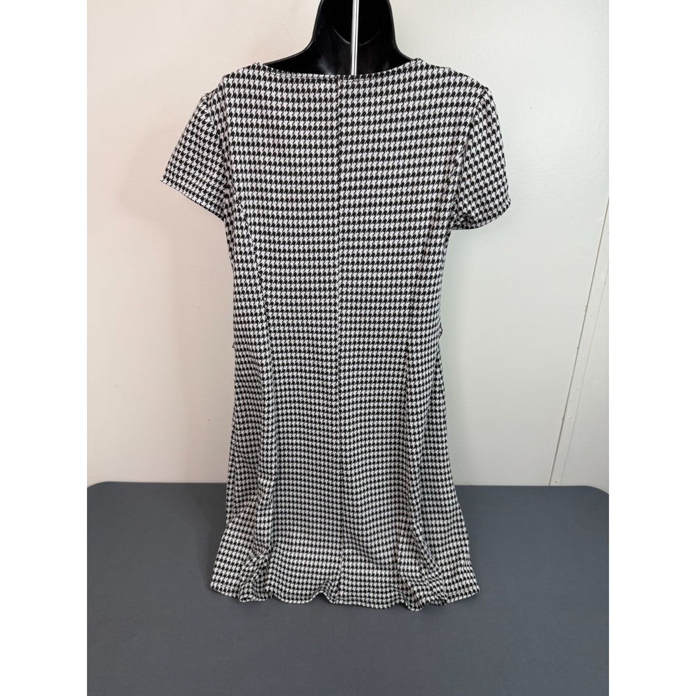 Perceptions NY Houndstooth Dress Size 14 Short Sleeve Knit Classic Midi - Picture 5 of 5